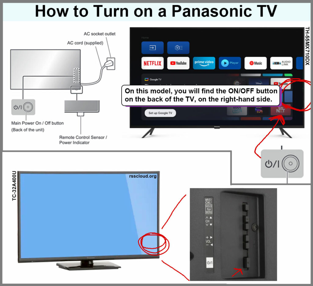 turn on a panasonic TV without remote