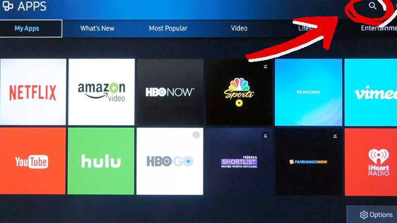 search for apps on samsung smart TV